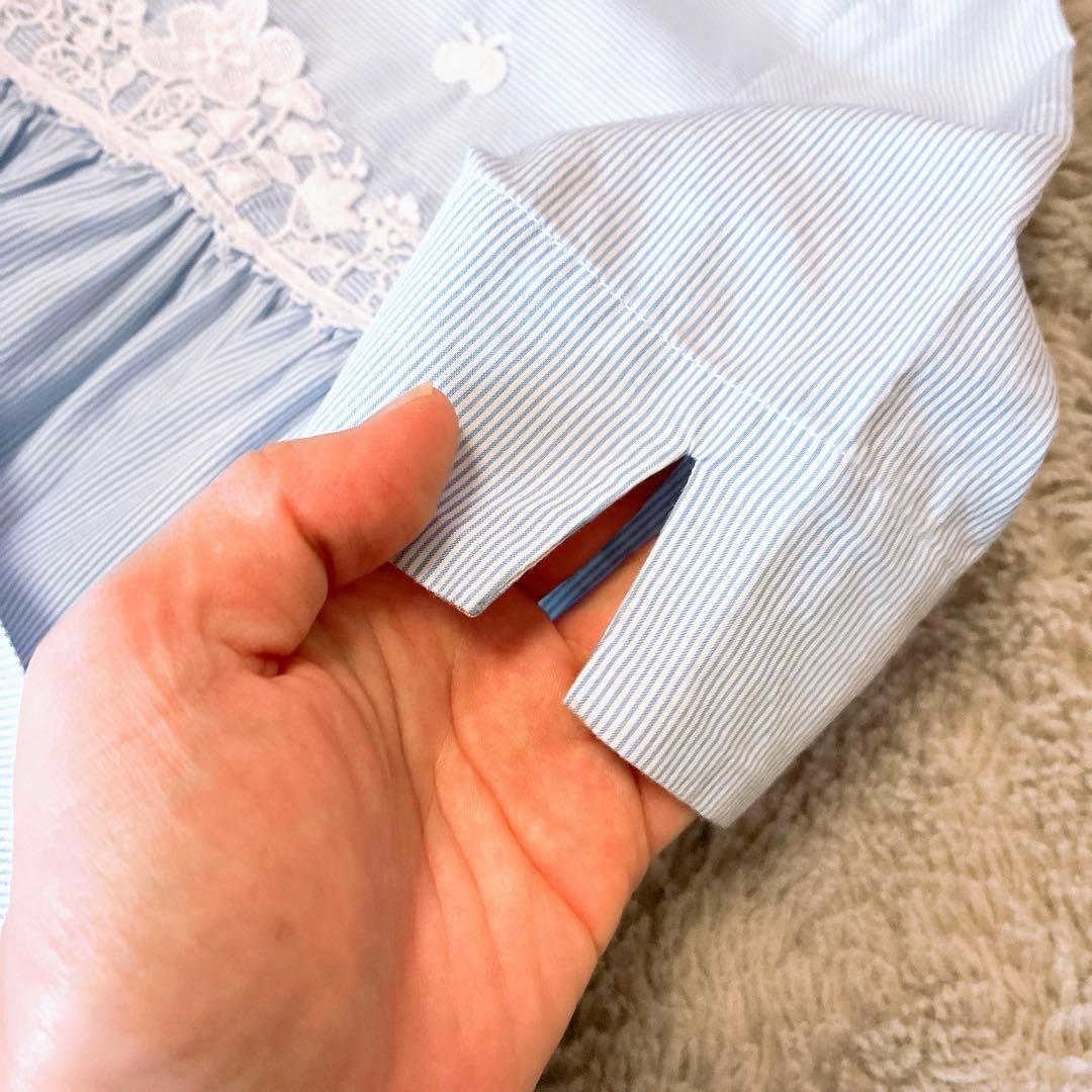 美品】ファミリア 水色 半袖 ワンピース レース装飾付き - メルカリ