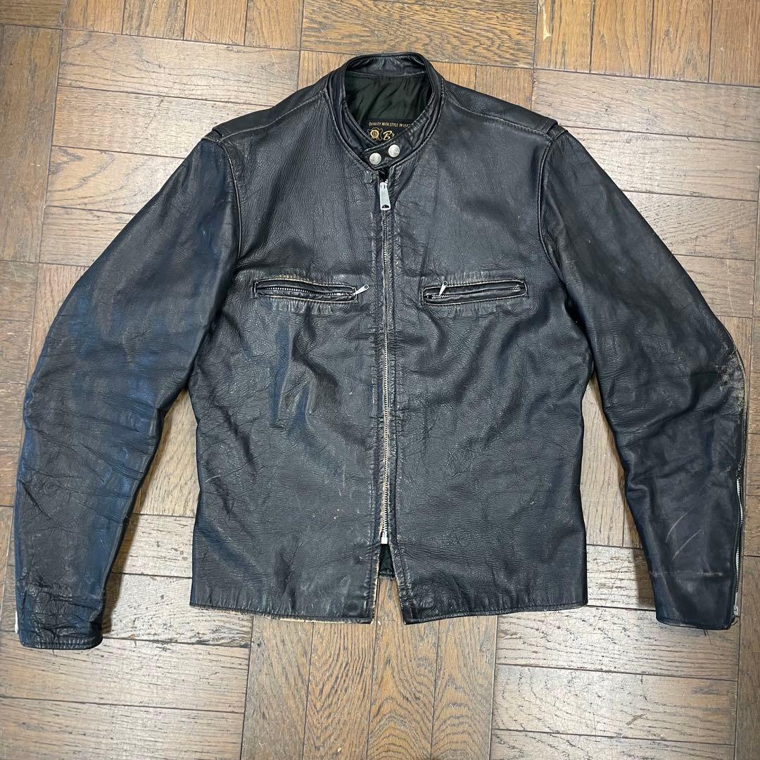 Brooks シングル ライダース レザーJK 40 ビンテージ vintage 楽天市場】70's USA製 ビンテージ □ Brooks 本革 レザー シングル