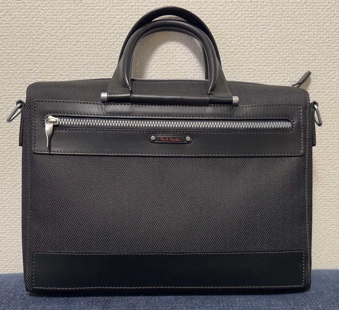 ポールスミス ビジネスバッグ ブリーフケース 黒 ヘリンボーン 2way 大容量