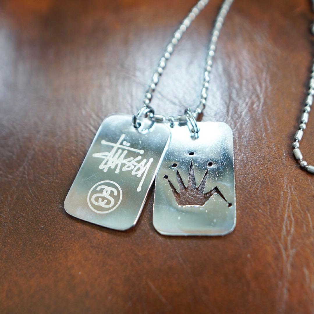 old stussy 25周年 2005年 ドッグタグ ネックレス クラウン - メルカリ
