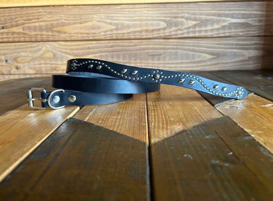 【新品未使用】スタッズナローベルト18mm幅 ダブルリーフhtcナロー好き