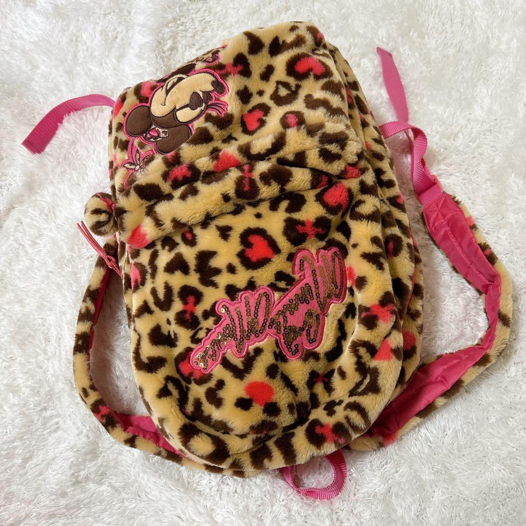 希少】Disney Storeミニー レオパード柄 ヒョウ柄 ファー リュック