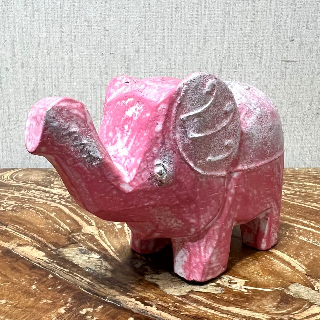 木彫りの象さん ピンク S 木製 ゾウ 雑貨 アジアン雑貨 バリ雑貨 ぞう