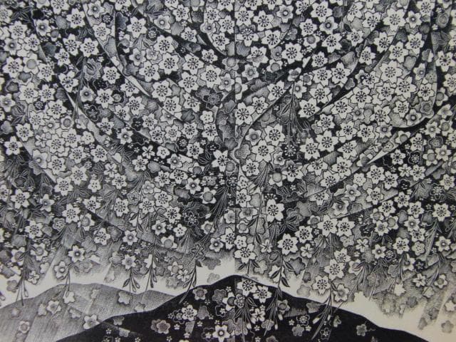 富張広司、【大平山のさくら】、希少な額装用画集より、美品、新品額装付