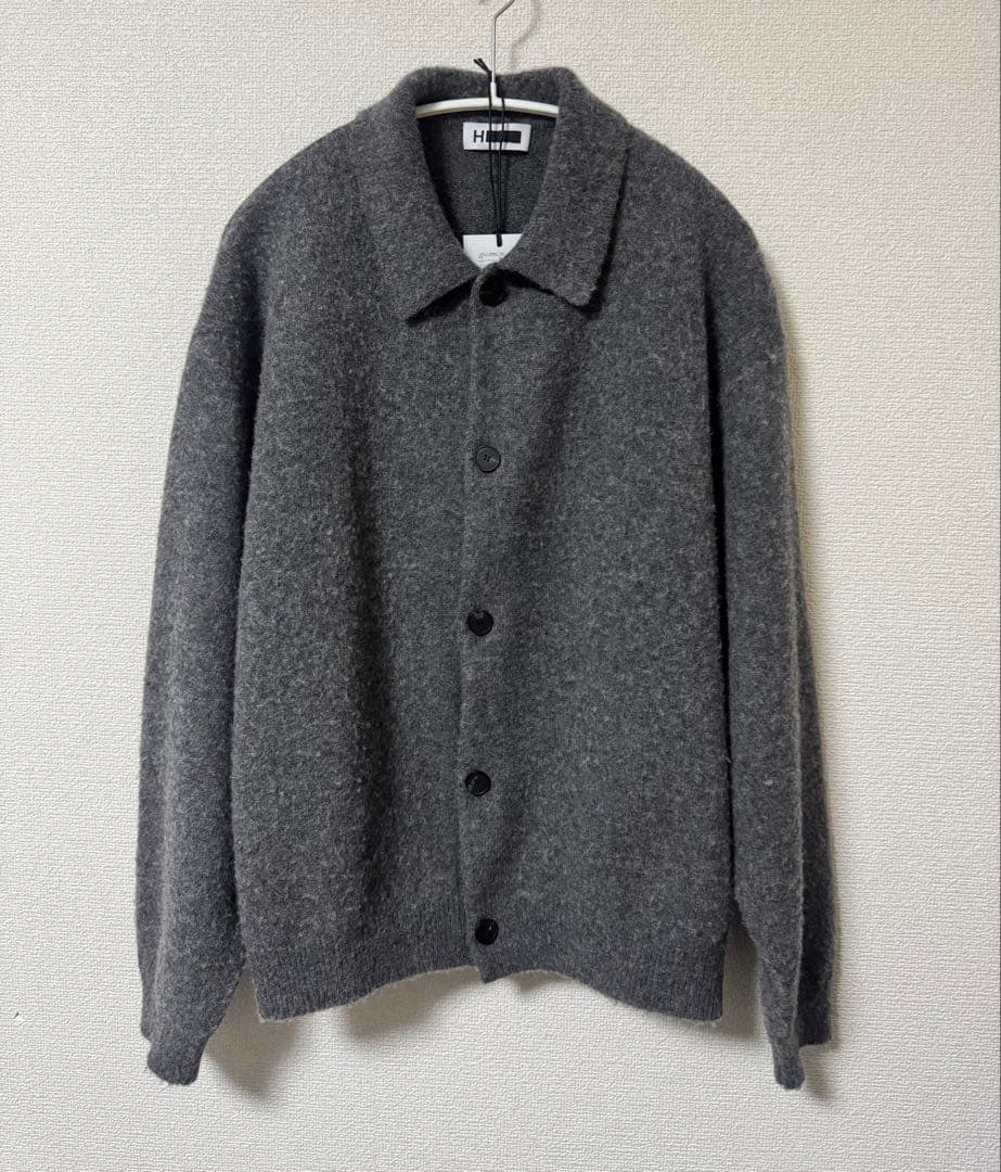 H BEAUTY&YOUTH ナッピングウール ポロカラー カーディガン