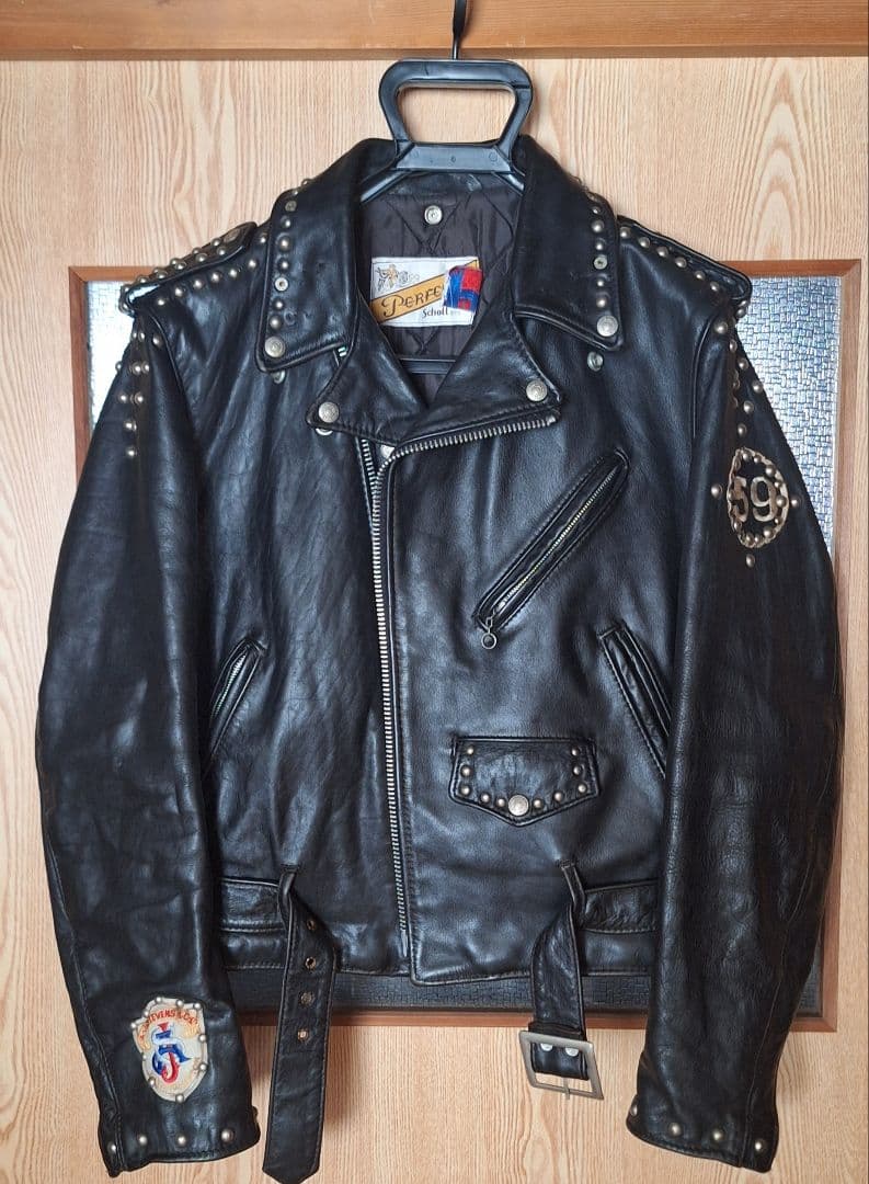 schott　本革ダブルライダース　スタッズ・ワッペン　稀少38サイズ