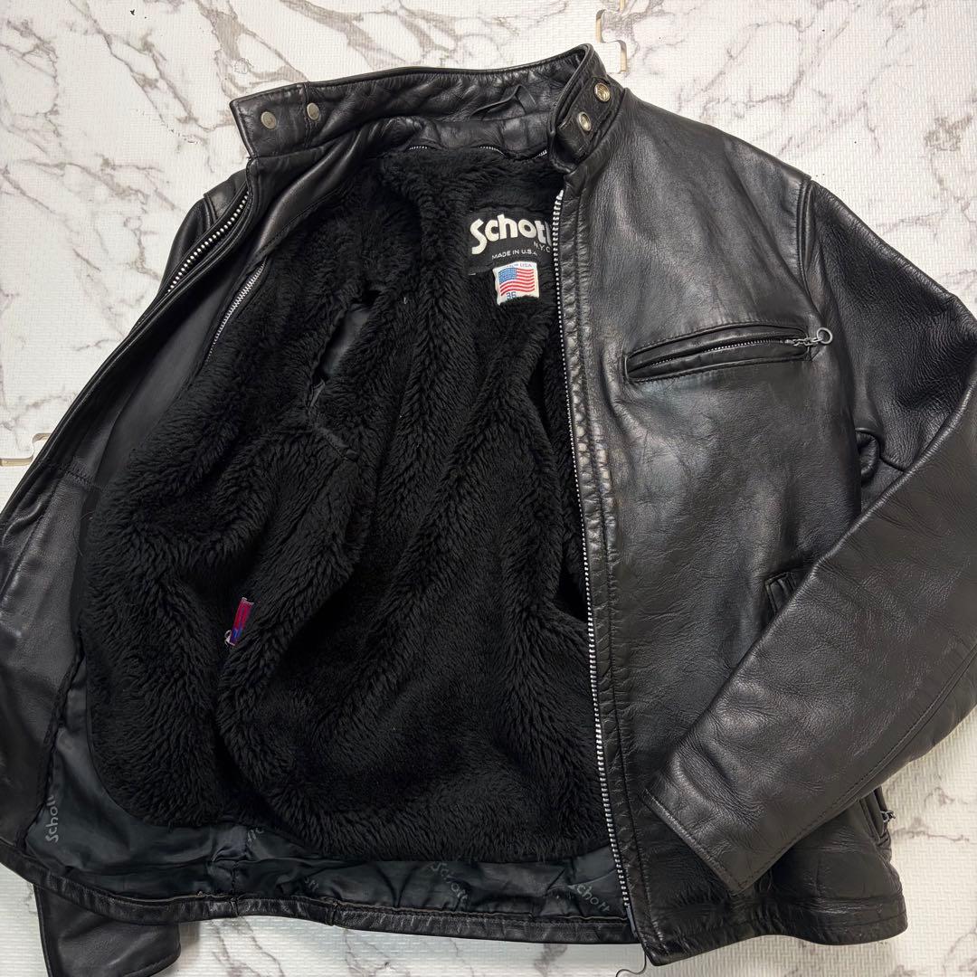 米国製】schott シングルライダース ボア 641 36size 黒 本革 - メルカリ