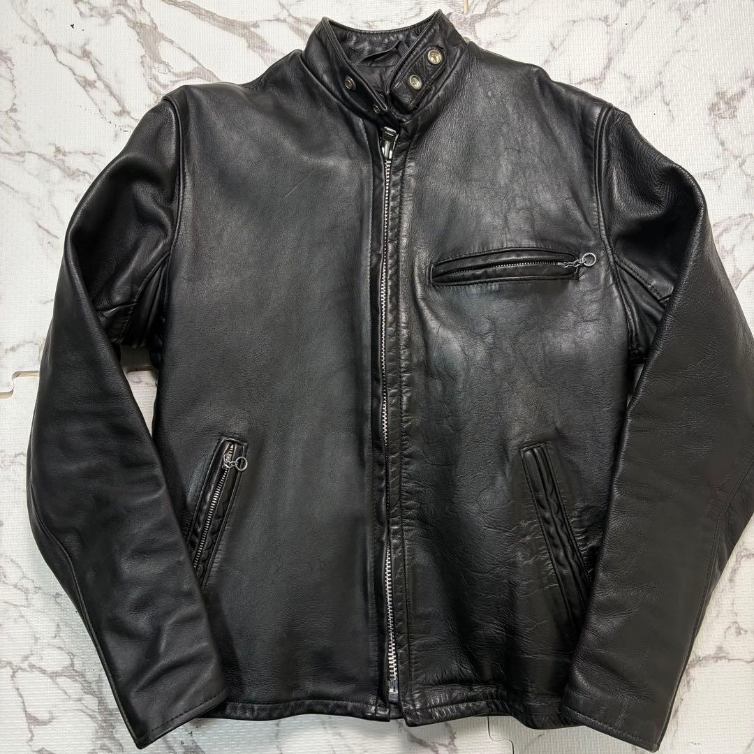 米国製】schott シングルライダース ボア 641 36size 黒 本革 - メルカリ