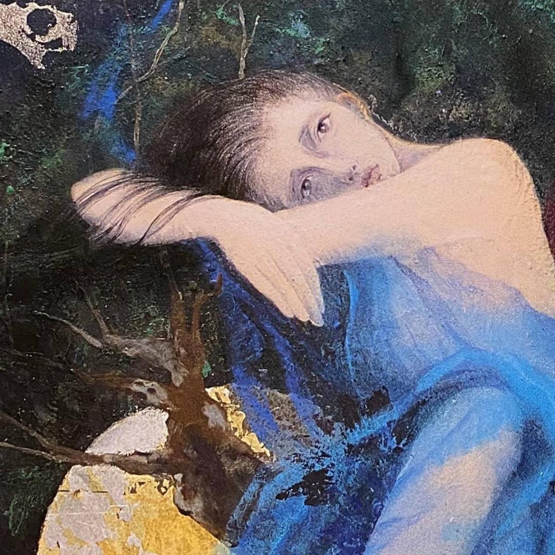 鳥山玲、【夢野ー彼方の水音ー】、希少な額装用画集より、新品額装付