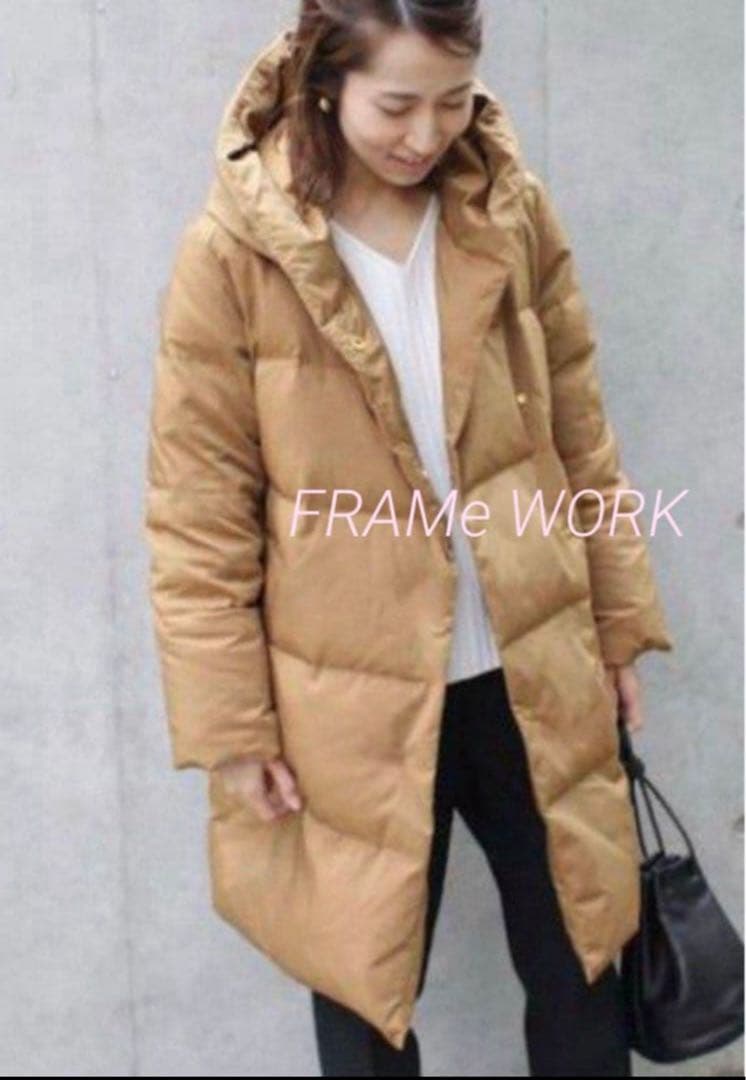 ☆極美品☆フレームワーク 定価49,500円 フードダウンコート ベージュ 40