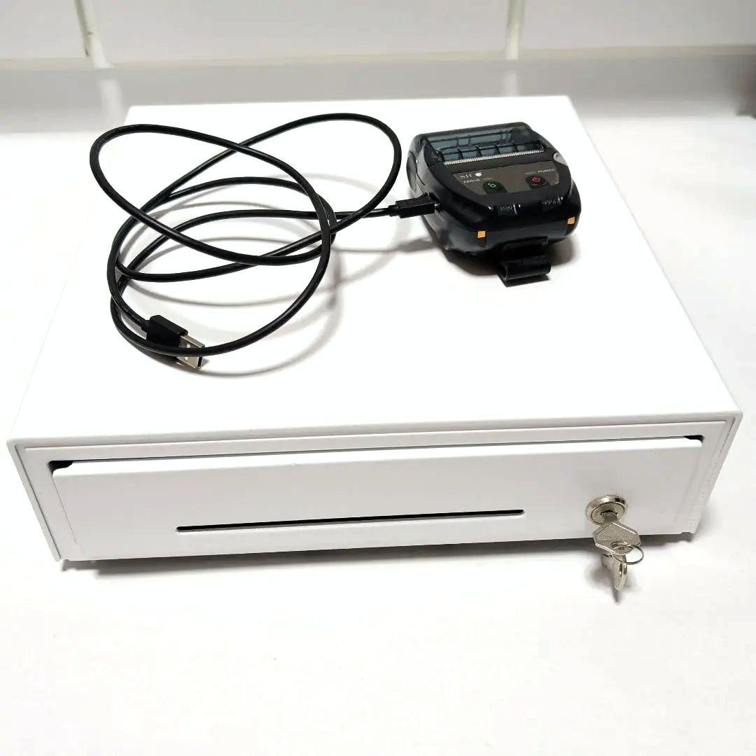 美品！SIIホワイトキャッシュドロワー 鍵付き レジスター ロール紙付き