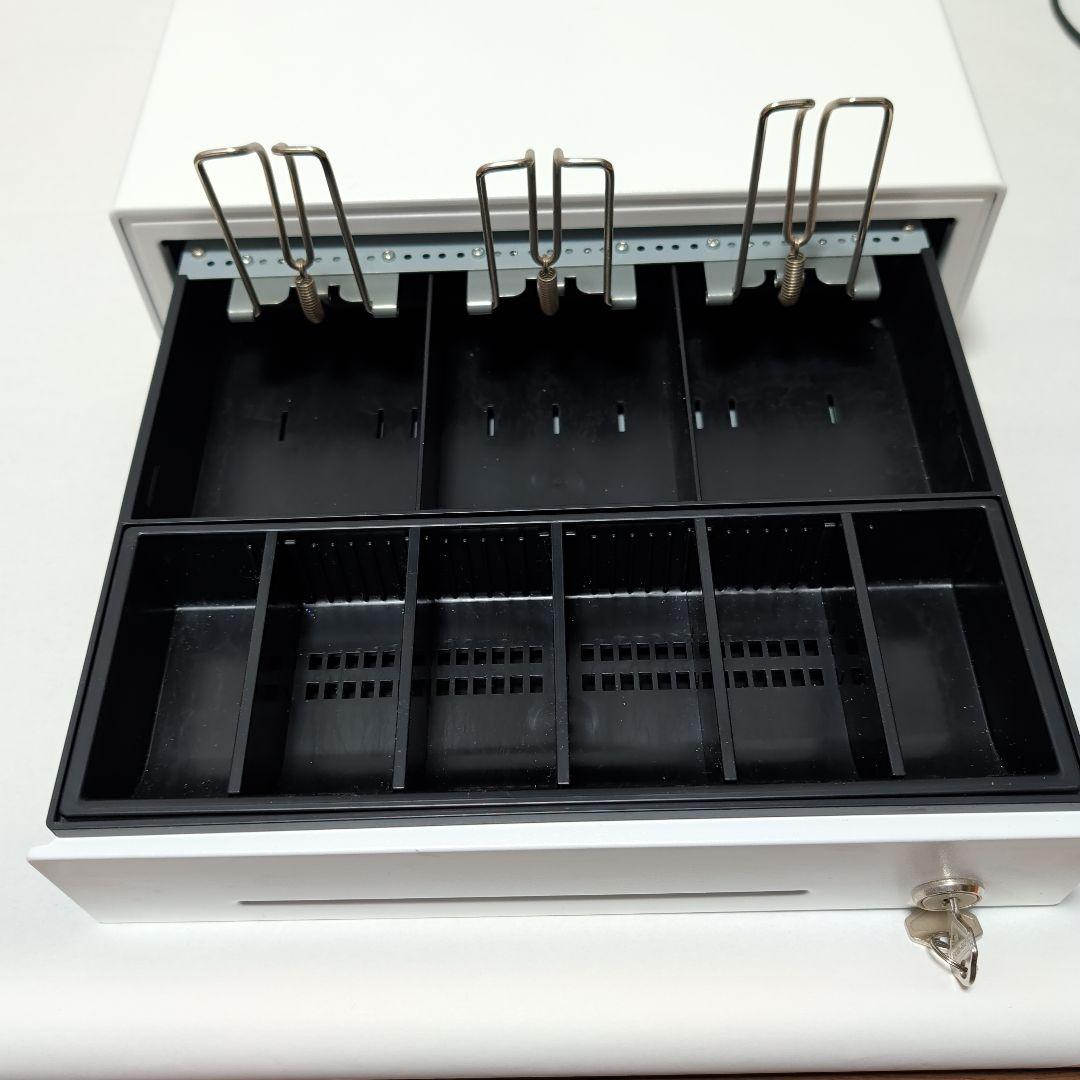 美品！SIIホワイトキャッシュドロワー 鍵付き レジスター ロール紙付き