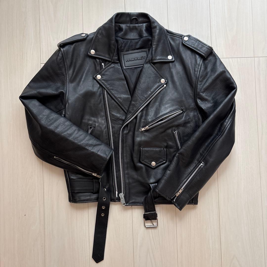 ナ*ホ様 ハーレー レザージャケット ライダース 本革 ブラック 黒 Harle ファクトリーパーフォレイテッドレザージャケット -ハーレー