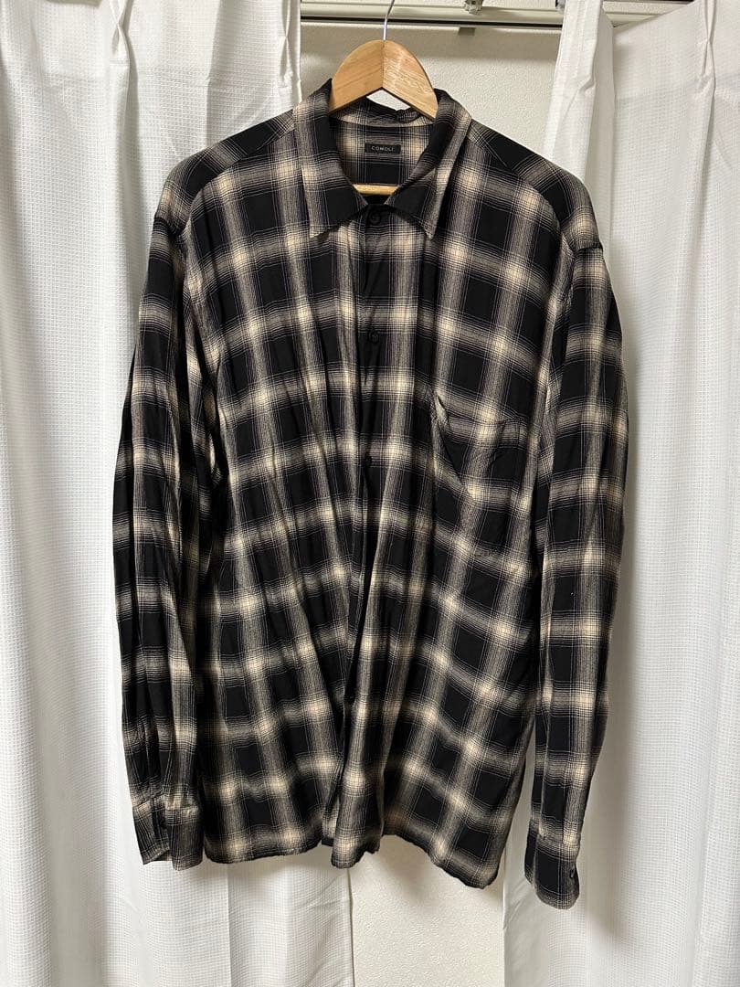 COMOLI (コモリ) レーヨンチェック オープンカラーシャツ　3 COMOLI（コモリ）、3年ぶりのレーヨンチェックオープンカラーシャツ