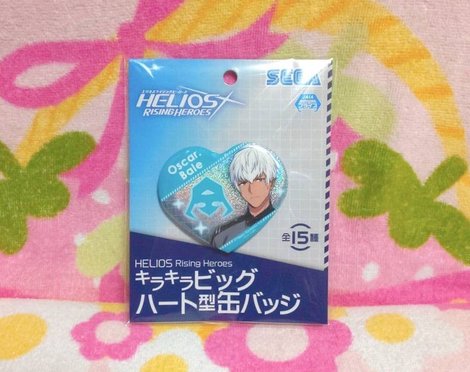 エリオスライジングヒーローズ キラキラビッグハート型缶バッジ