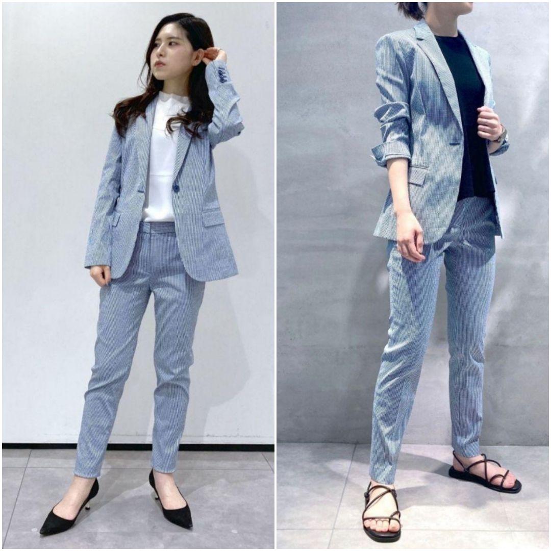 【未使用級】Theory セットアップスーツ シアサッカー チェック ブルー S