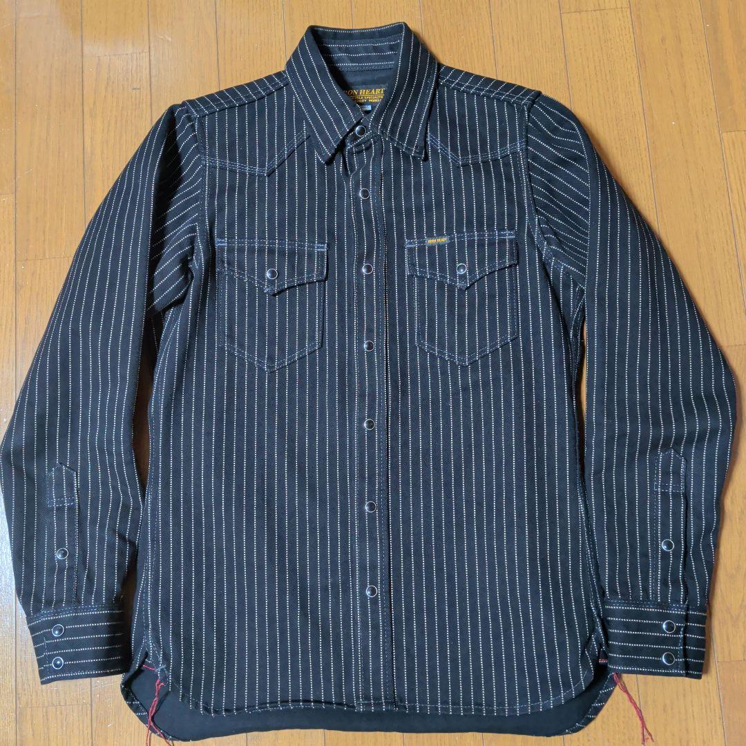 アイアンハート 12OZ ブラックウォバッシュ ウエスタンシャツ　XS