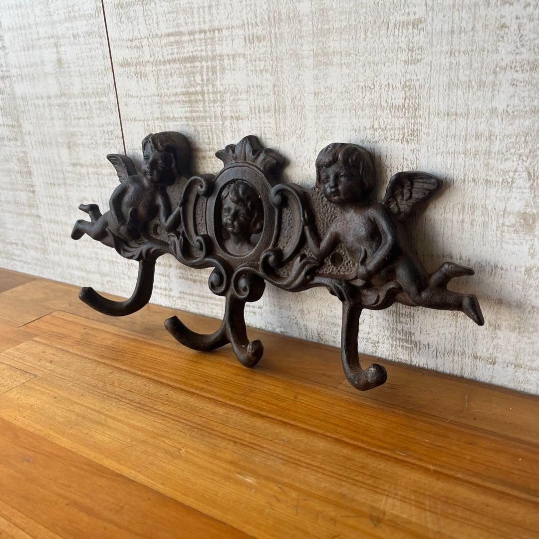 アンティーク】アイアン 壁掛けフック 小物掛け 天使 エンジェル