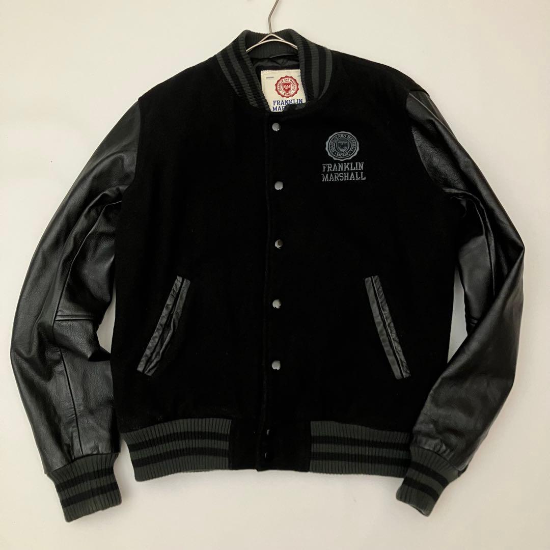 ✨牛革✨FRANKLINMARSHAL スタジャン バーシティジャケット 黒 - メルカリ