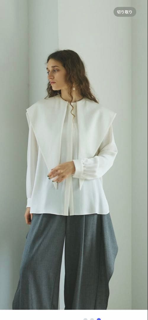 Cygne ホワイト 長袖シャツ ロングセーラーブラウス ロングカラーセーラーブラウス Agnes ホワイト | Cygne