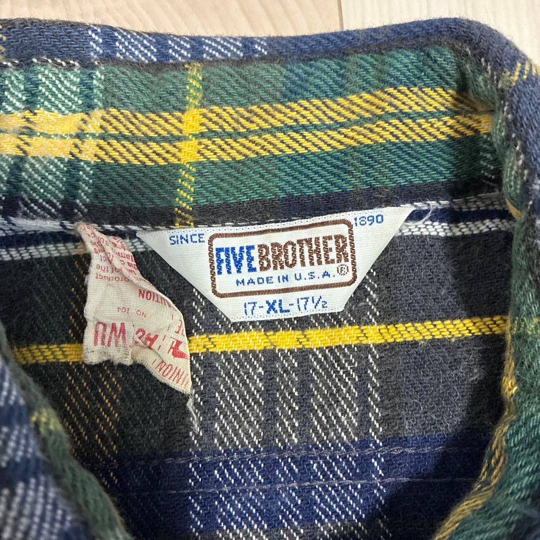 アメ製　FIVE BROTHER 長袖ネルシャツ XL