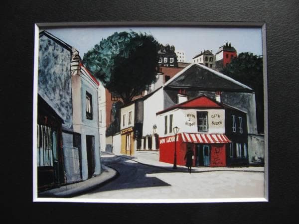 中西 利雄、パリの裏街、希少な額装用画集より、美品、新品額装付