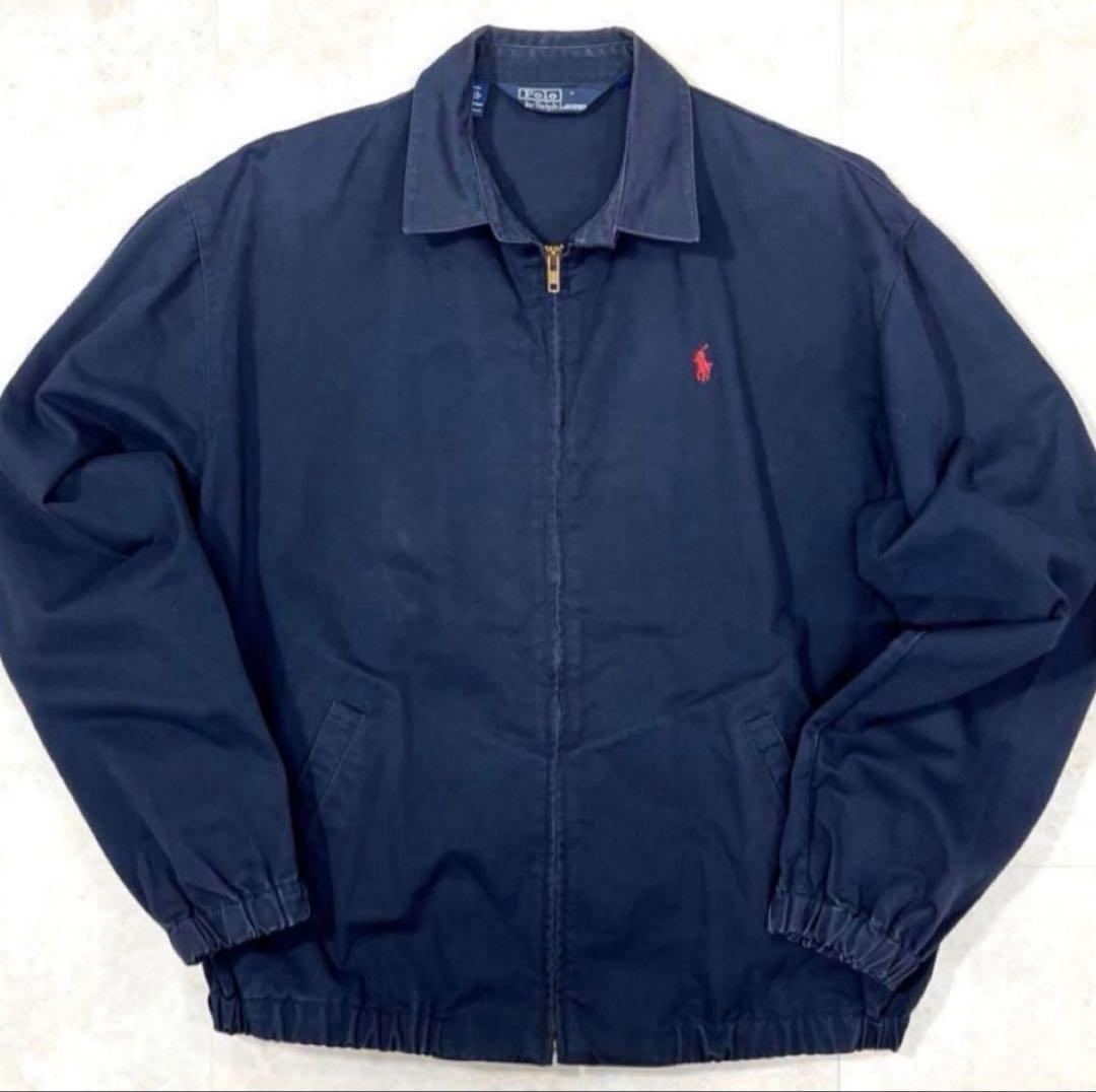 90s POLO RALPH LAUREN コットン スウィングトップLネイビー