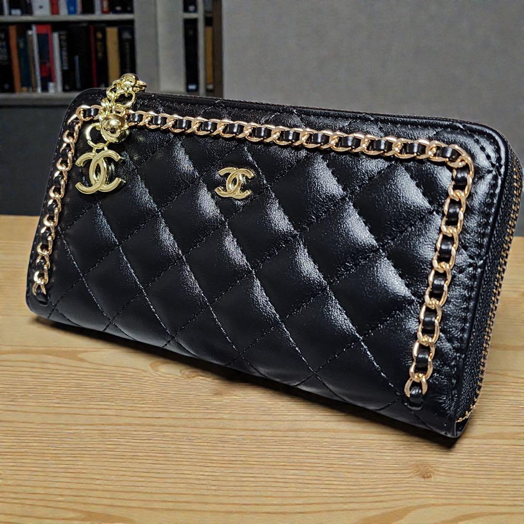 CHANEL　長財布　キルティング　ゴールドチェーン CHANEL シャネル 長財布 キルティング ゴールド - 中古バッグ・財布