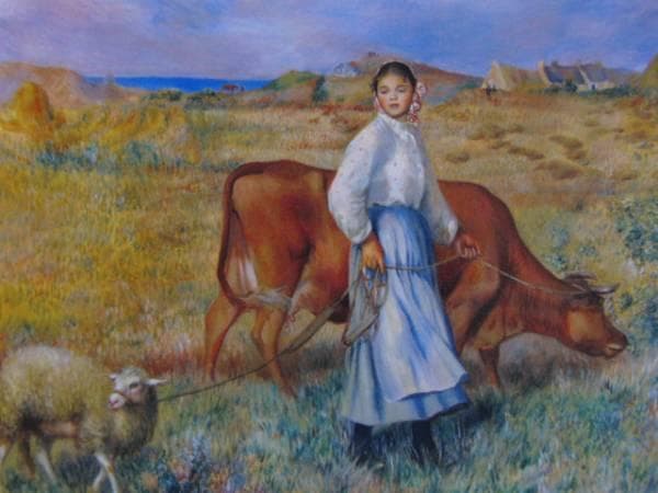 ルノワール 、【牛飼いの娘】、希少画集画、新品高級額・額装付、状態良好