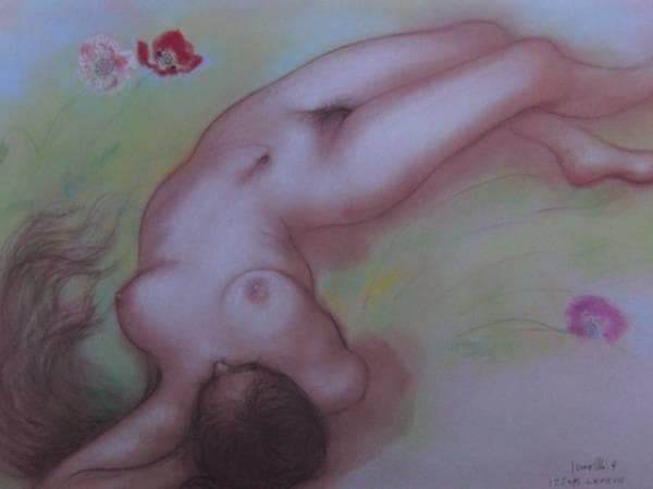 古沢 岩美、ひなげし、希少画集画、新品額装付