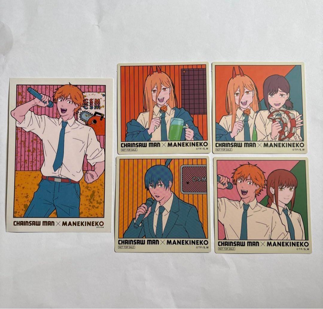 チェンソーマン まねきねこ 箔押しポストカード コースター マキマ デンジ アキ