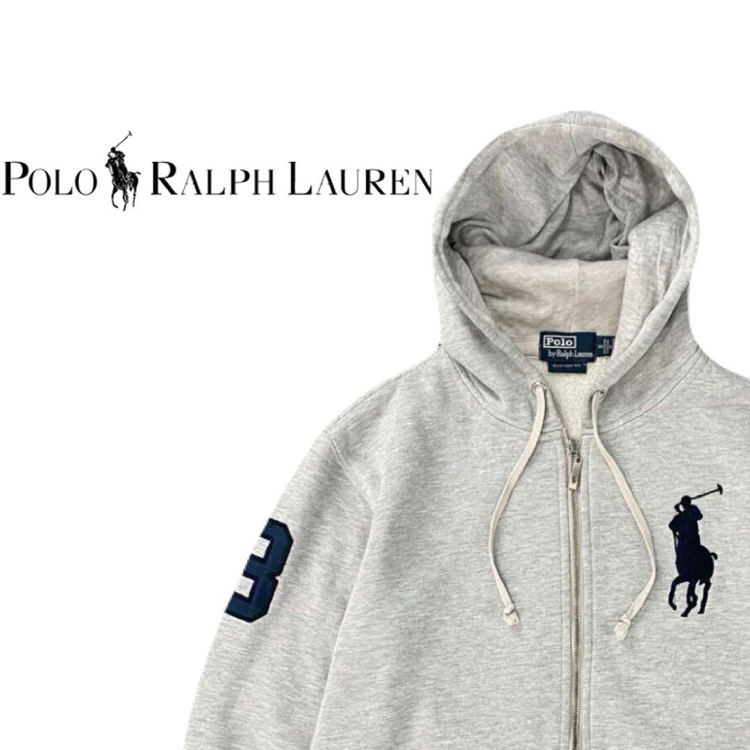 ラルフローレン ポロ ビッグポニー パーカー フーディ 刺繍 90s グレー