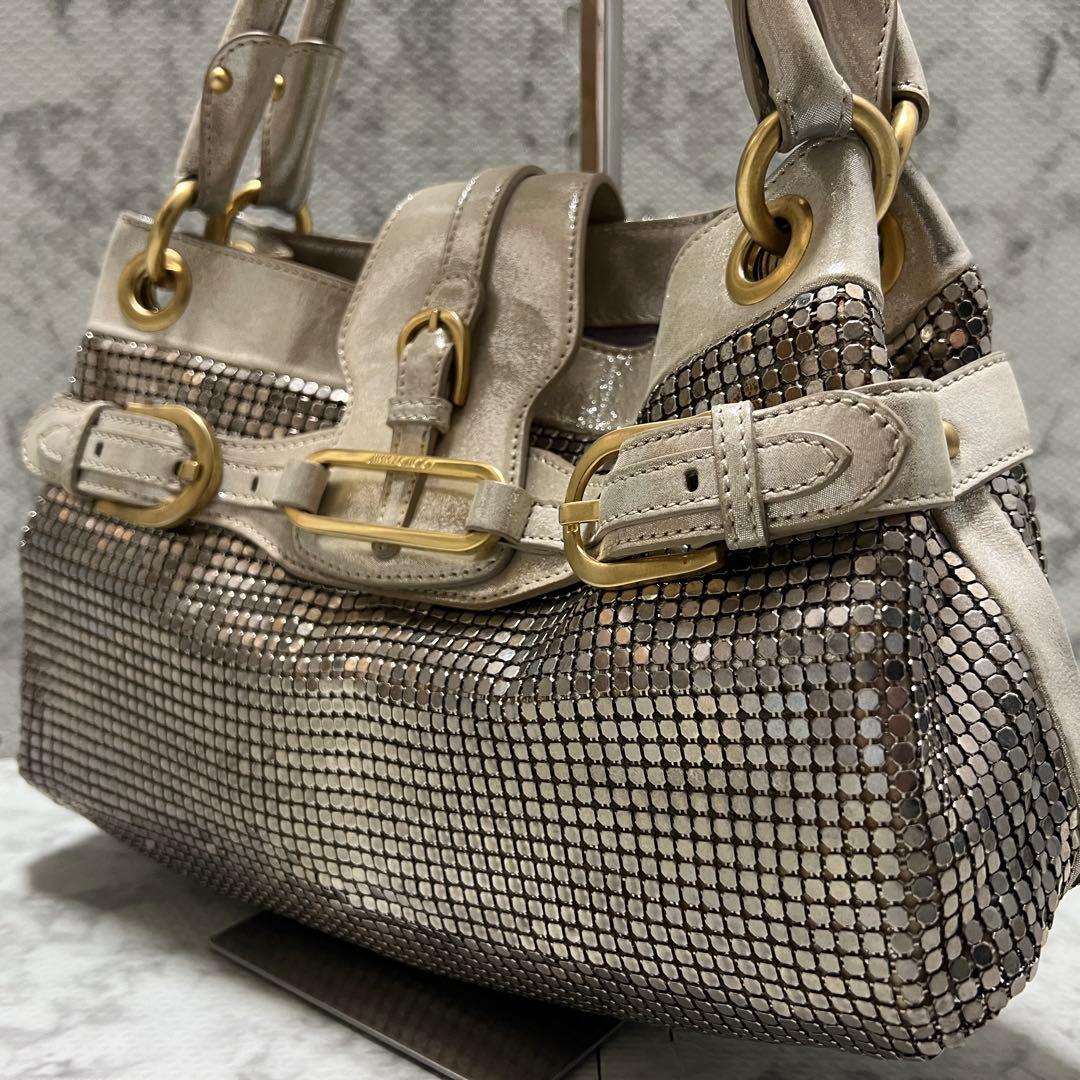 激レア✨ジミーチュウ メタリック メッシュ ハンドバッグ レザー ゴールド