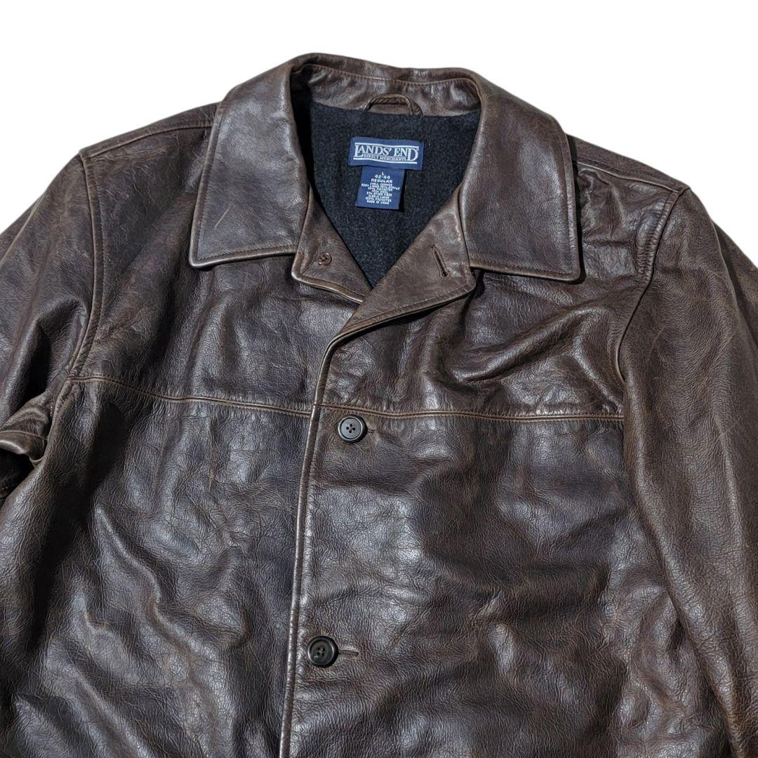 超希少 90S ランズエンド LANDS' END カーコート レザージャケット