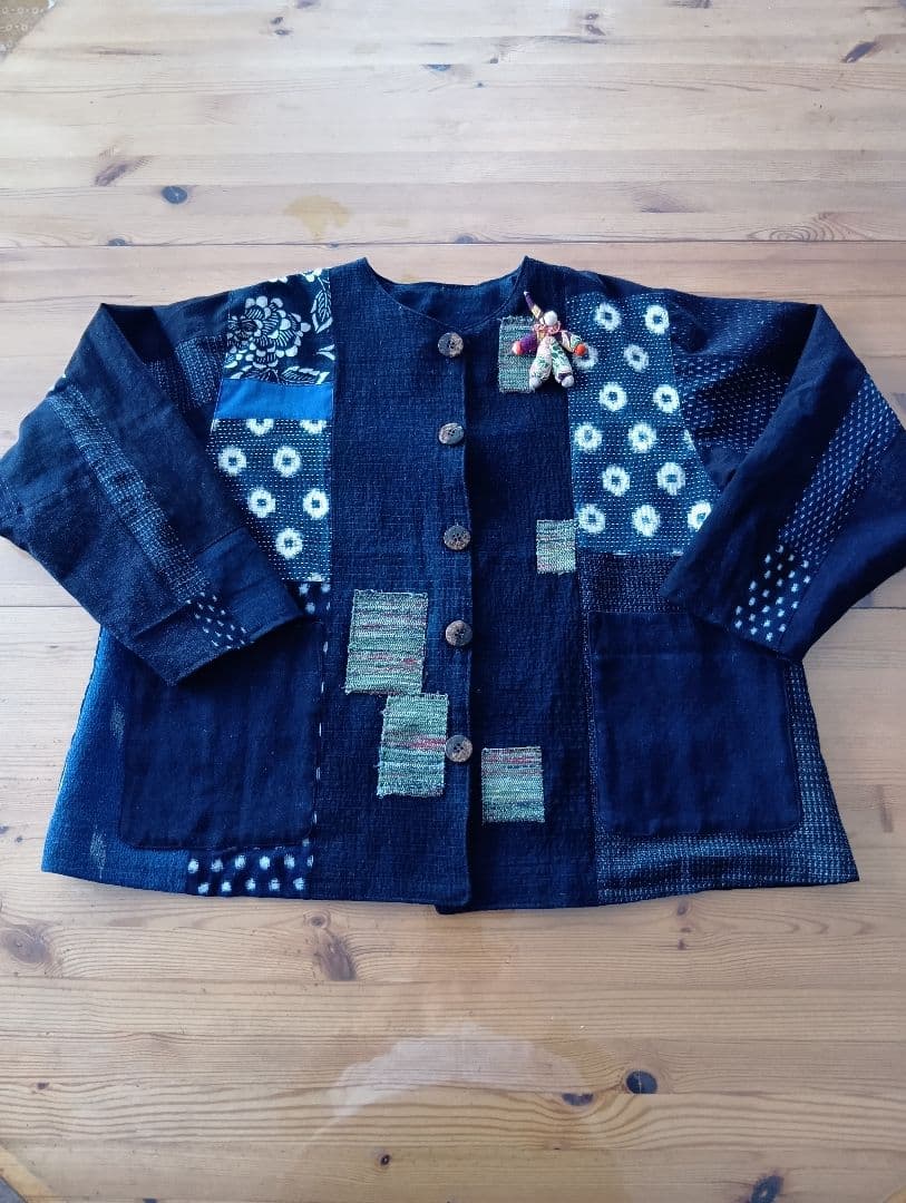 藍染古布の刺し子ジャケット 古布 しぼり 藍染め 刺し子 ジャケット｜Yahoo!フリマ（旧PayPayフリマ）