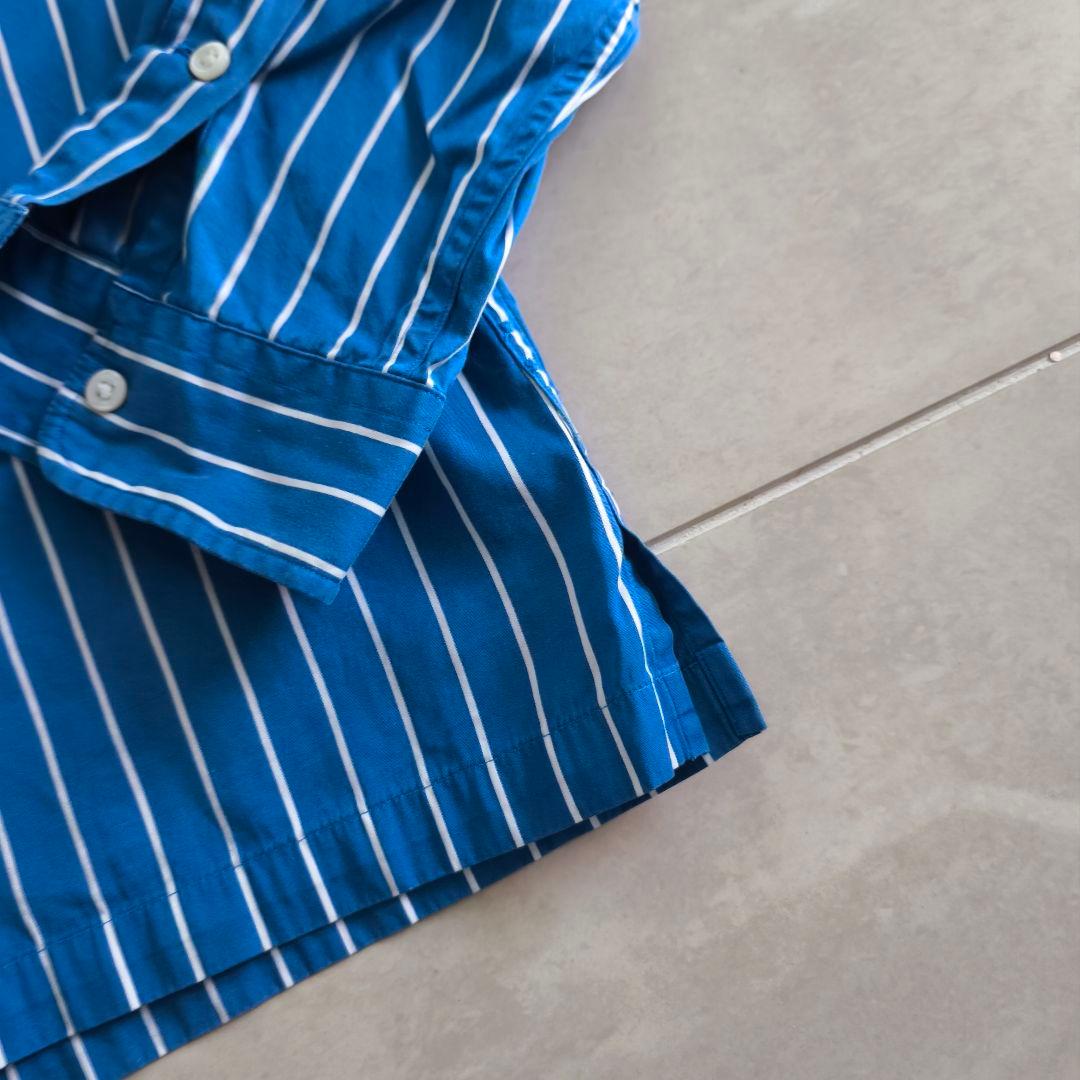 Ralph Lauren オープンカラーシャツ ストライプ 開襟 ブルー L - メルカリ