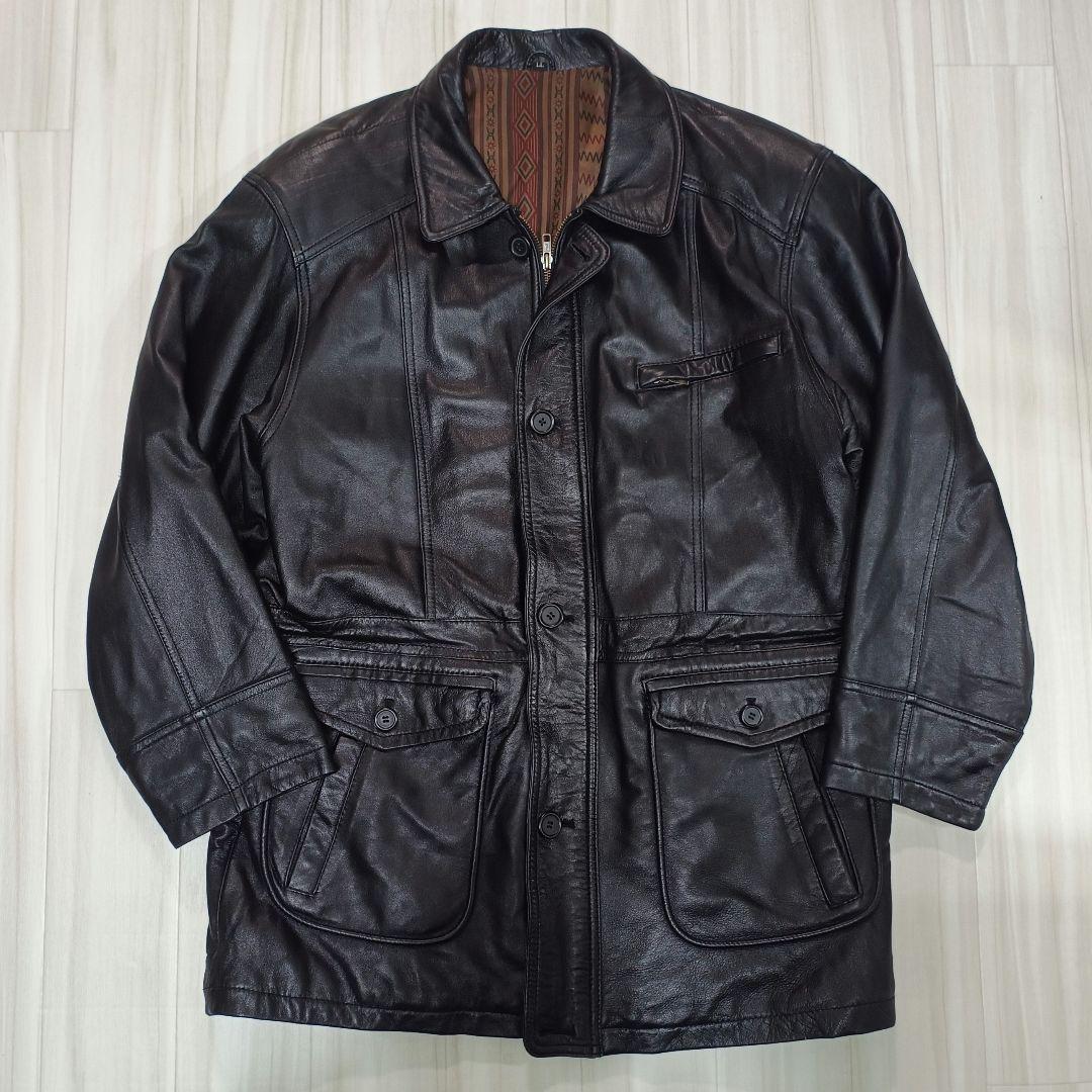 羊革】 ラムレザー カーコート ジャケット ブラック ジャケット XL