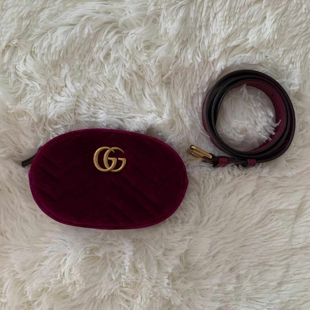 Whiteboo!!様グッチ マーモント ベロア ボディバッグ ウエストポーチ