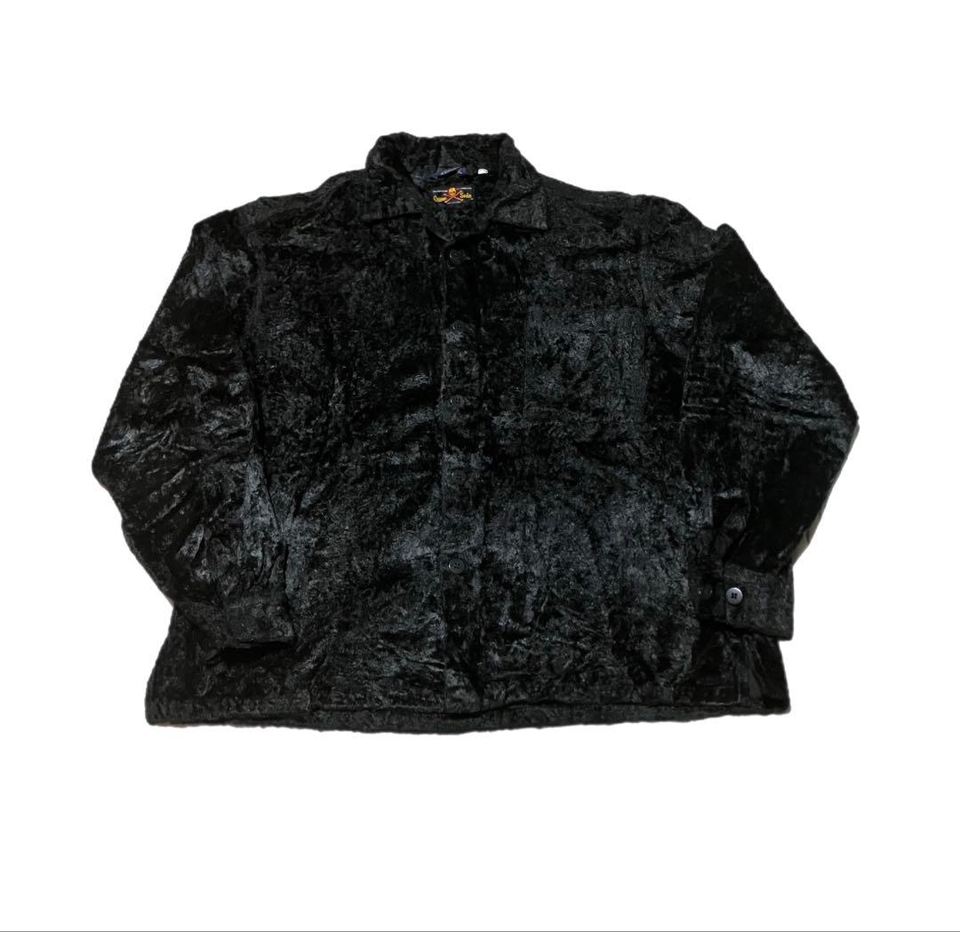 CREAMSODA クリームソーダ レーヨン100% 別珍 開襟シャツ ブラック クリームソーダ（CREAM SODA） CS エリムネ配色シャツ PD25SN-03