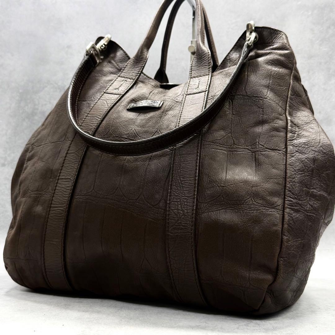 大容量 ダニエル&ボブ クロドーロ クロコ型押し 2way トートバッグ