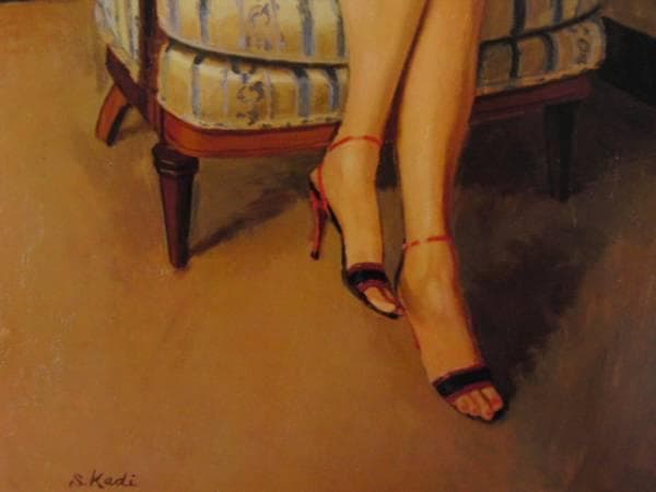 梶 進 「ハイバックチェアーの裸婦」、希少な限定画集より、藤島 武二、新品額装付