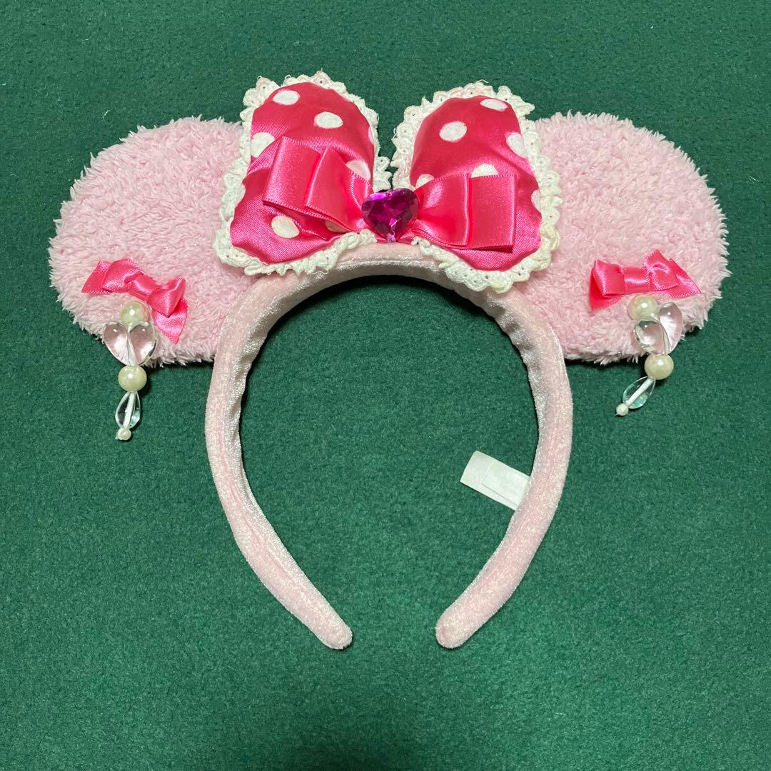 ディズニー カチューシャ ミニーマウス ピンク 宝石チャーム付き 廃盤