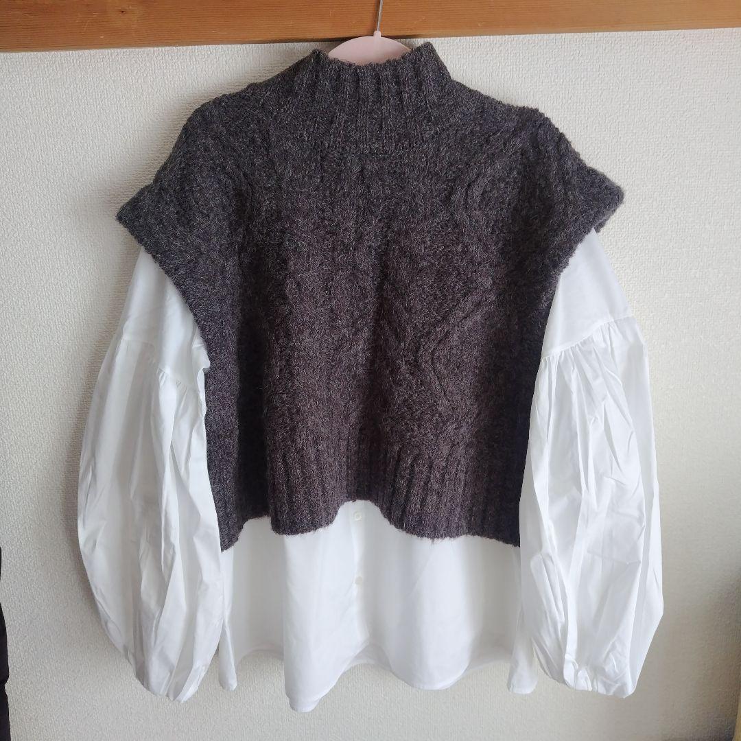 新品Mila Owen ケーブルニット セーター シャツ重ね着セット