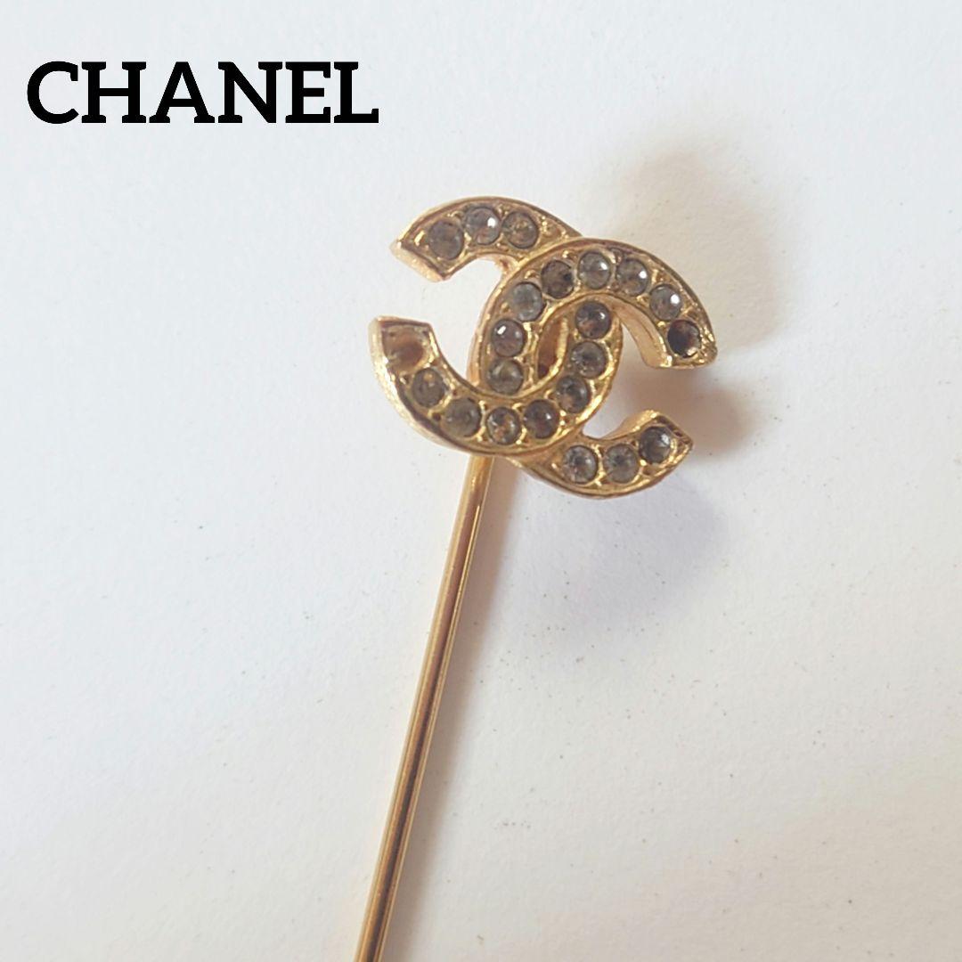 美品 シャネル ピンブローチ ココマーク ラインストーン ヴィンテージ 181