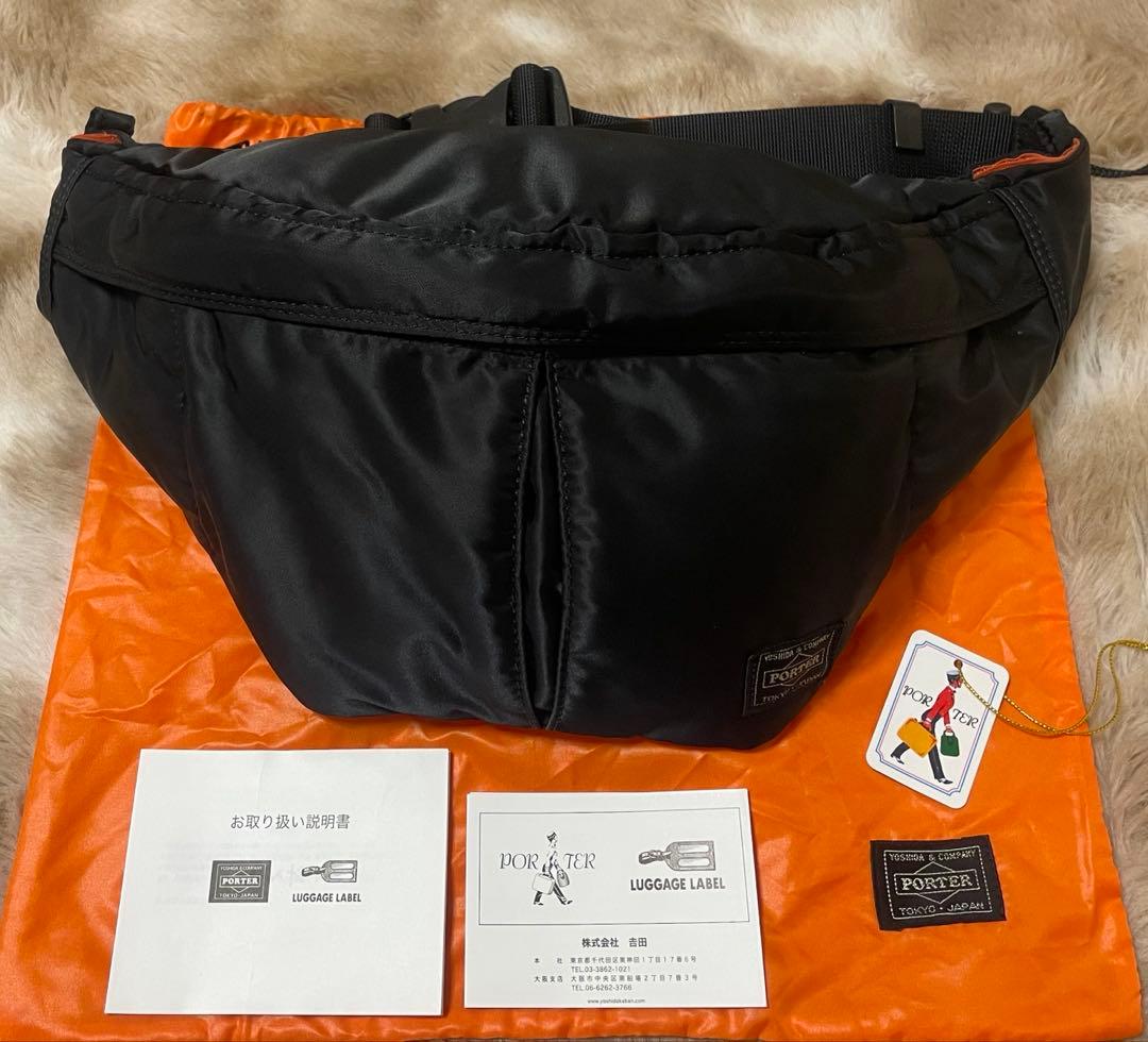 【美品】PORTER タンカー ウエストバッグ ボディバッグ ブラック L 袋付