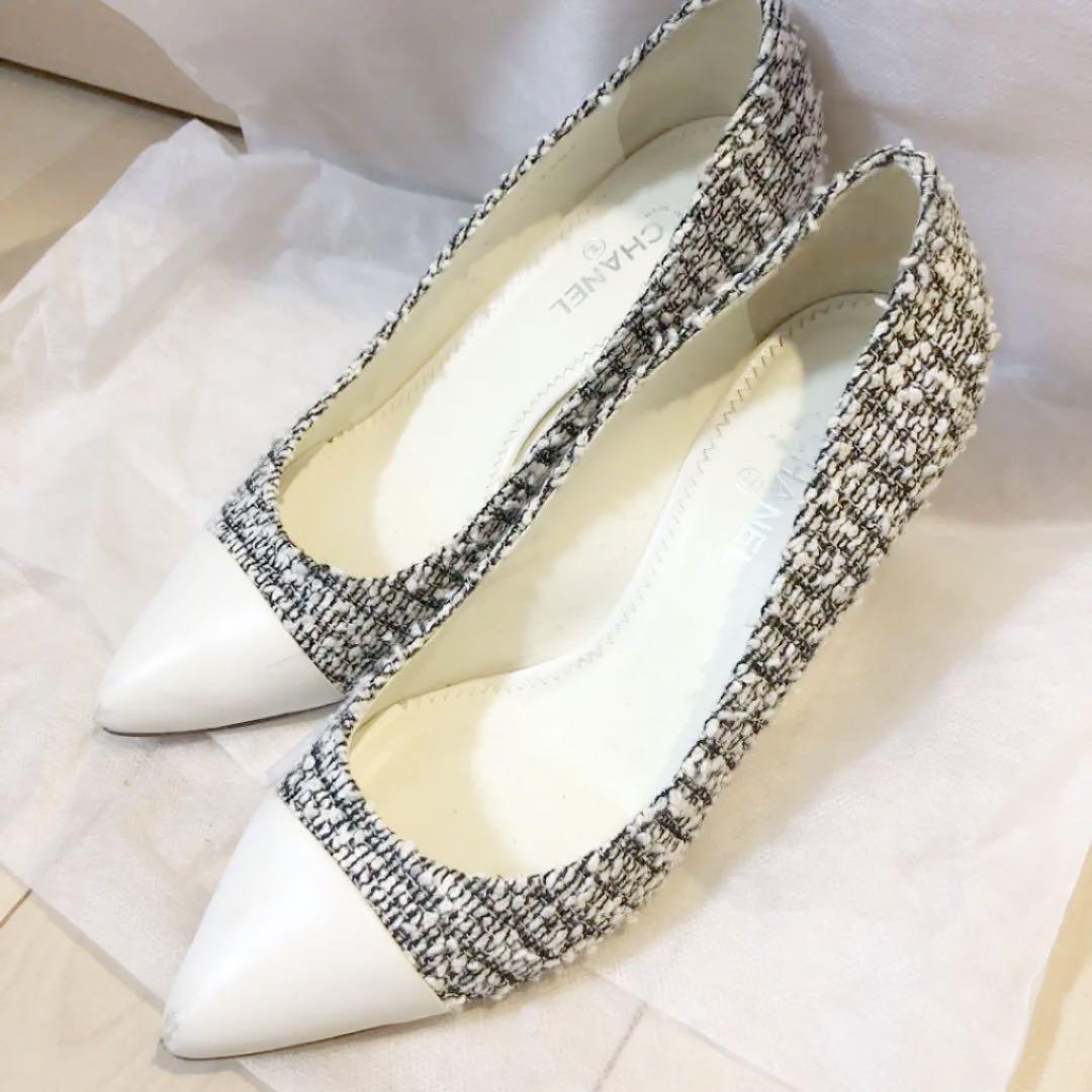 完売品■シャネル CHANEL■ツイード パンプス 靴37 23.0〜24.0