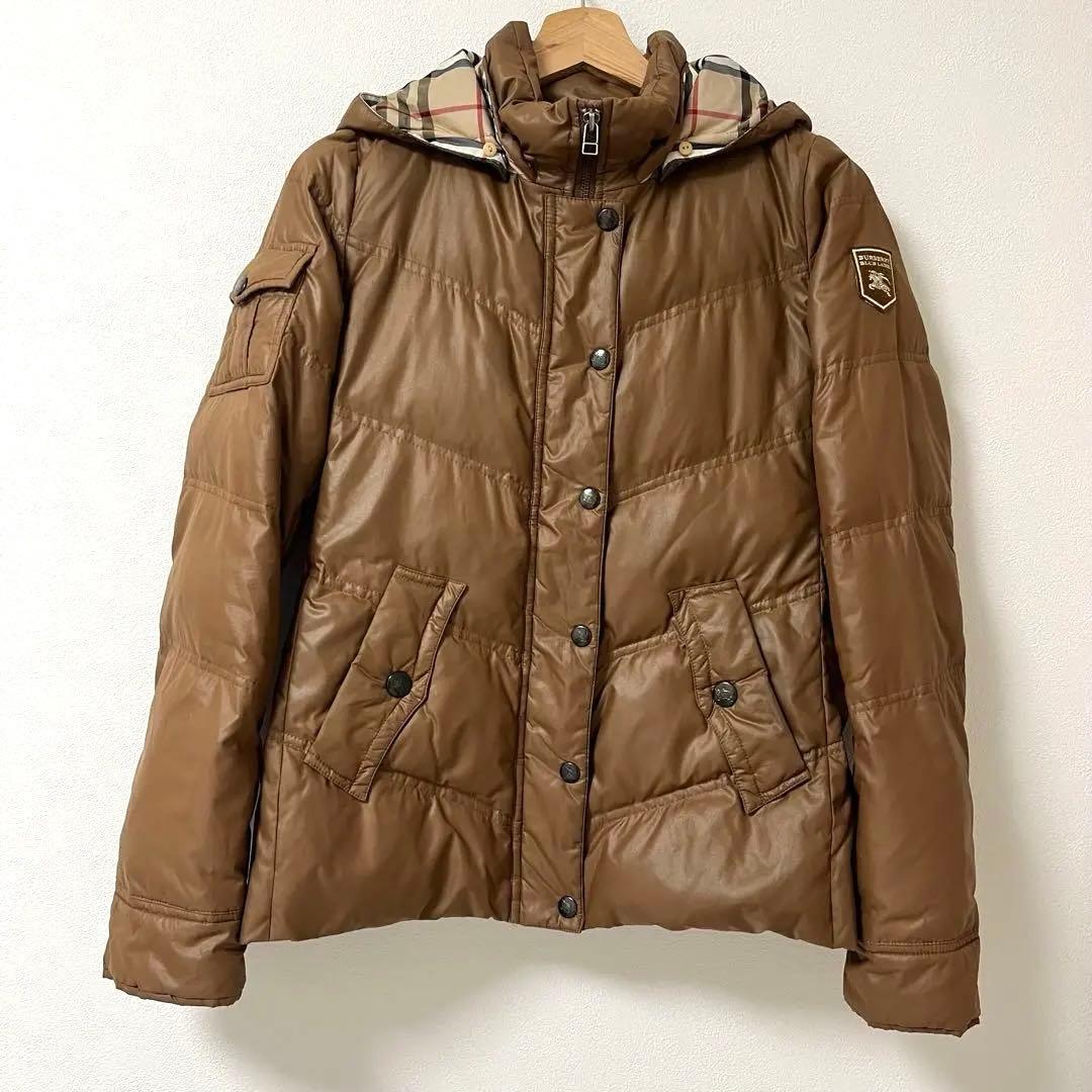 バーバリーブルーレーベル ダウンジャケット　フェザー　ロゴ　ノバチェック　ホース