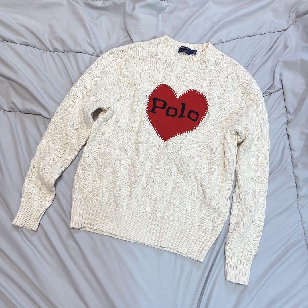 激かわ♡ラルフローレン ハートロゴ コットンニット アイボリー - メルカリ