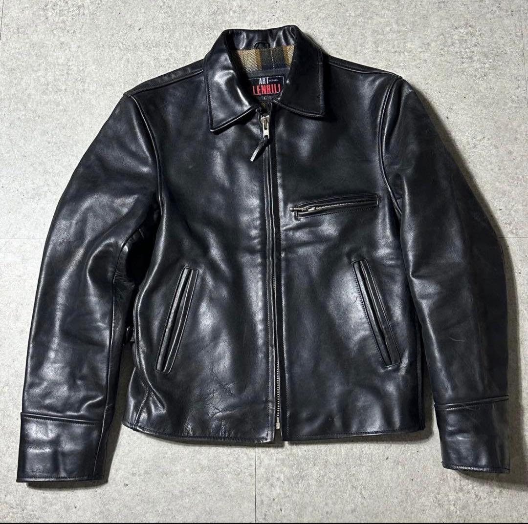 ART GLENHIL シングル ライダース 肉厚 牛革 黒 L 襟付き 裏地 シングルライダースレザージャケット｜メンズファッション通販 MEN'S