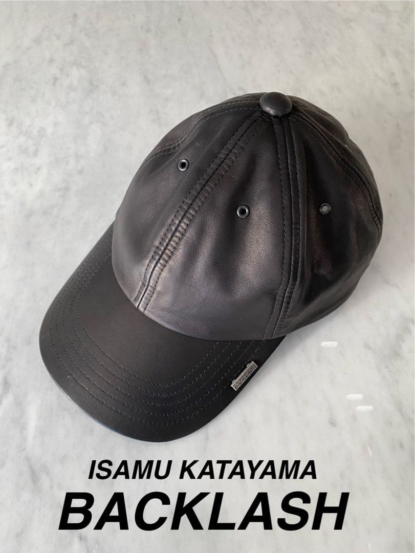 新品級 ISAMU KATAYAMA BACKLASH CAP レザー　キャップ ISAMU KATAYAMA BACKLASH - Furniture Leather ローキャップ （BLACK